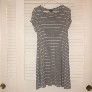 light gray and white striped dress
